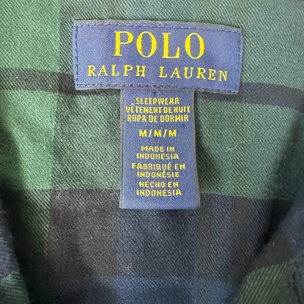 Polo Ralph Lauren‎ Flannel Long Sleeve Pajama Top Blackwatch Plaid Mens M Button